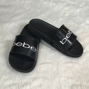 Bebe Shoes Bebe Black White Slide Sandals Nilia Poshmark